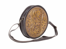 Load image into Gallery viewer, Champ Round Embossed Leather Crossbody

