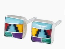 Load image into Gallery viewer, Semi-Precious Sterling Square Post Earrings
