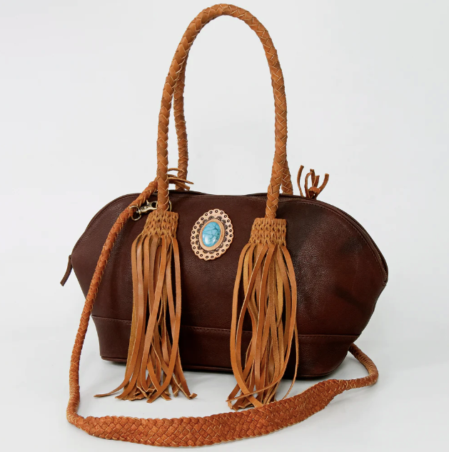 Leather Fringe Satchel Bag