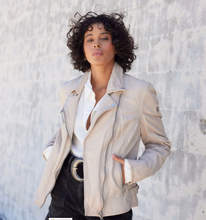 Load image into Gallery viewer, Mauritius Sofia Leather Jacket - Off White
