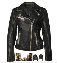 Load image into Gallery viewer, Mauritius Sofia Leather Jacket - Black
