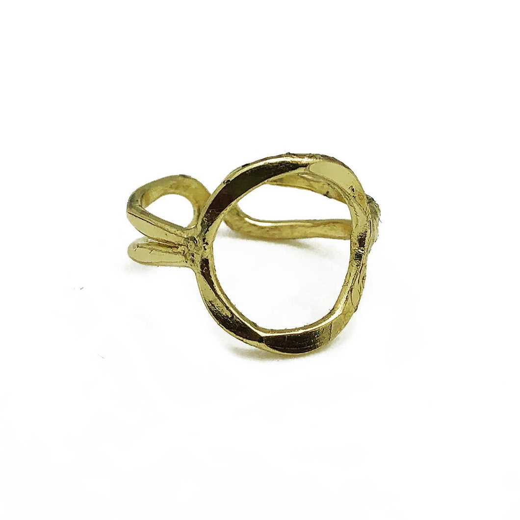 Gold Plated Adjustable Ring - Open Circle