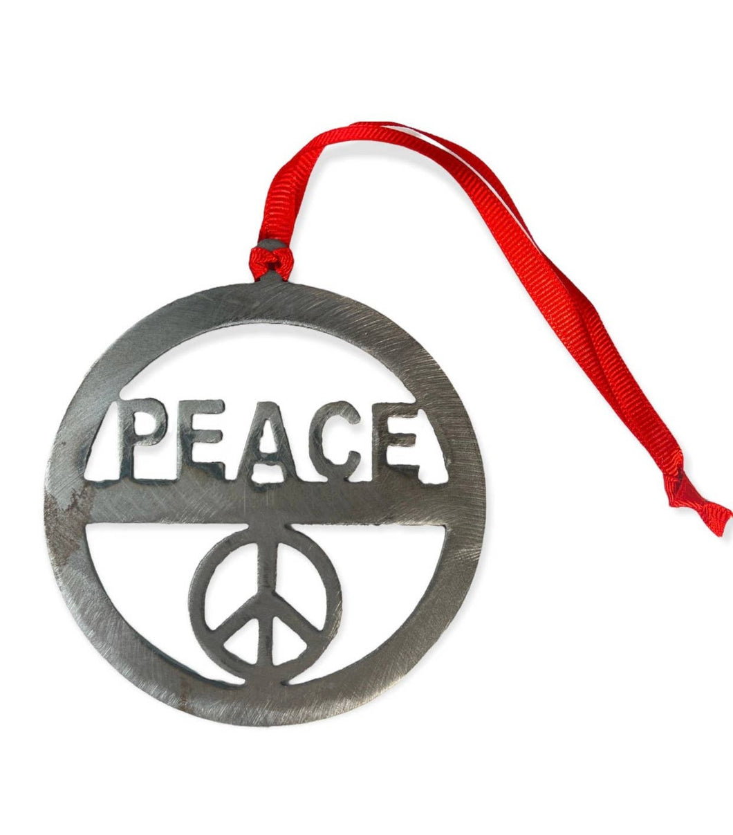 Large Metal PEACE Ornament
