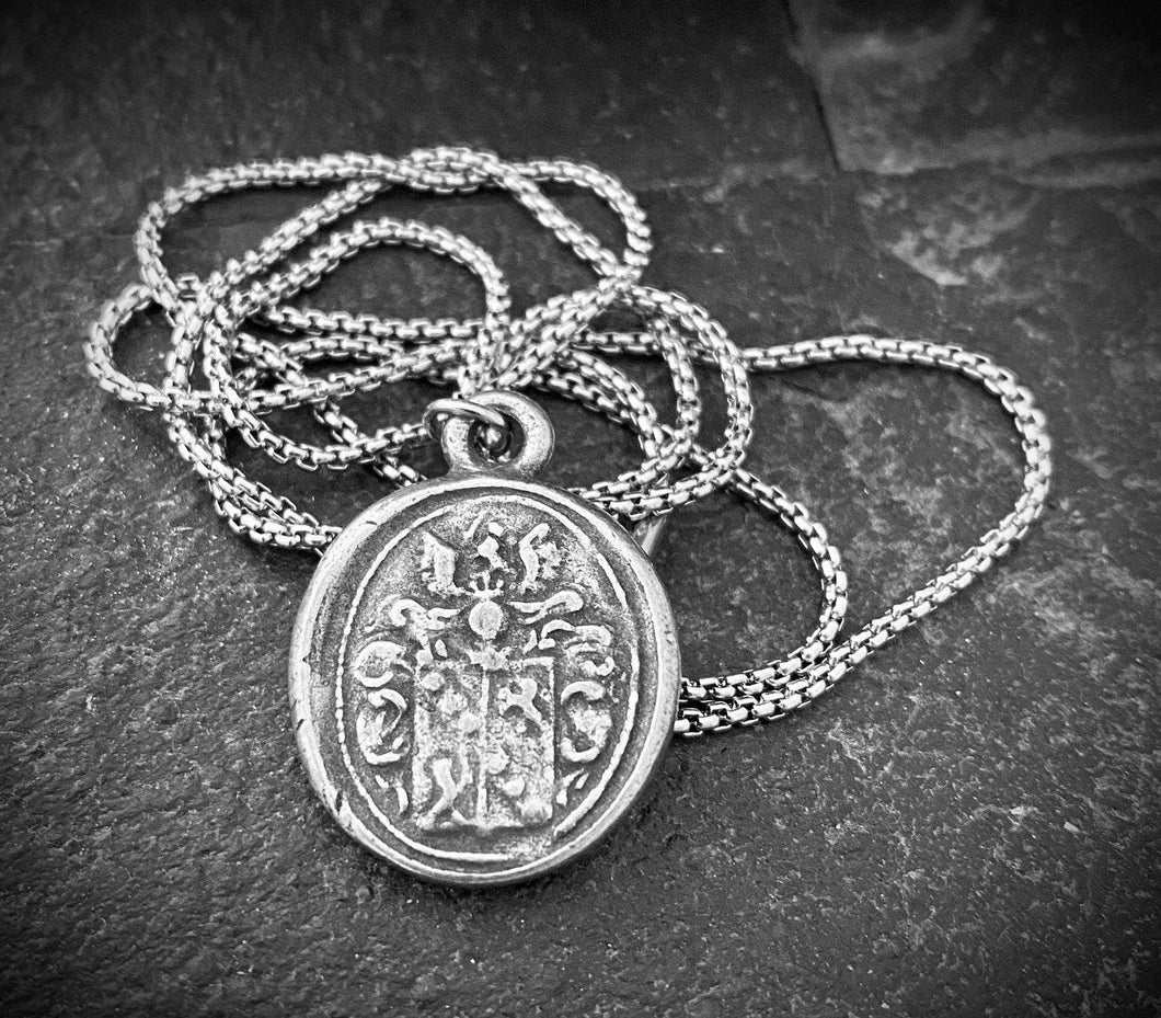 Pewter Wax Seal Charm Necklace