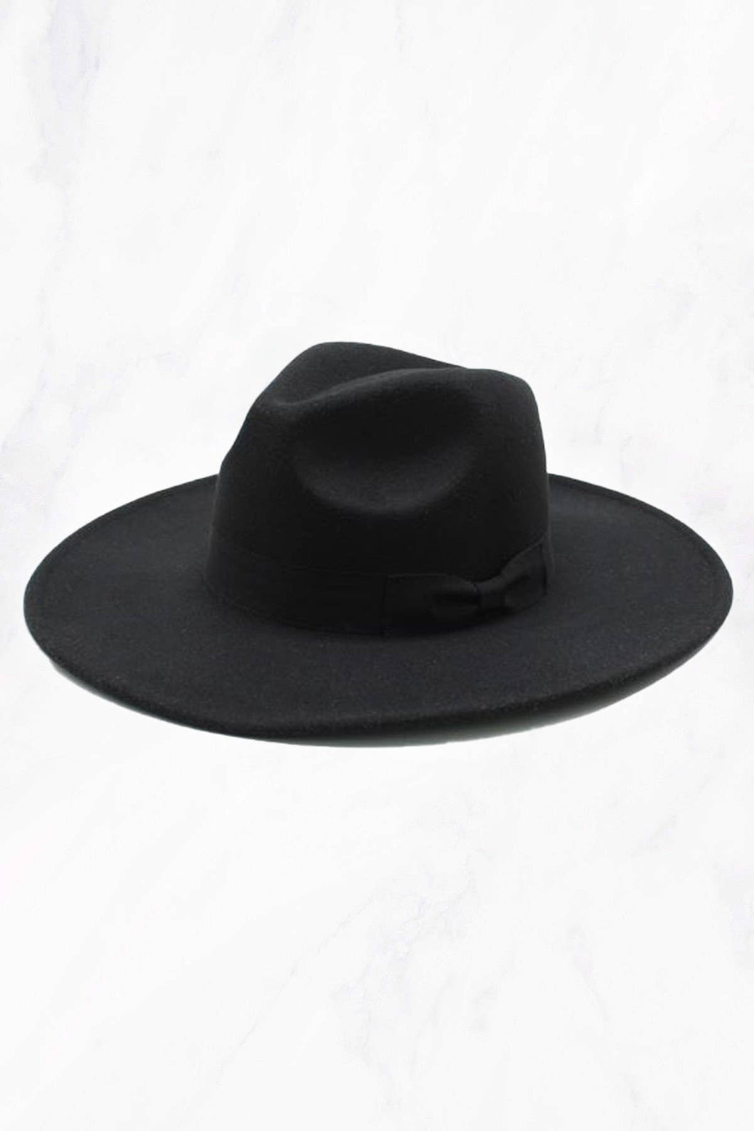 Wide Brim Fedora Hat - Black