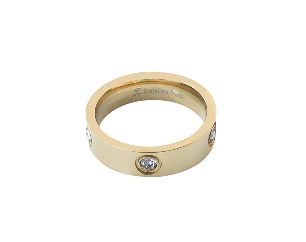 14KGP Stainless Steel Cz RIng - Size 8
