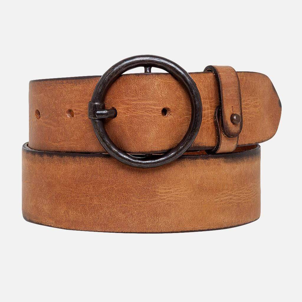 Cognac Leather Vintage Buckle Belt