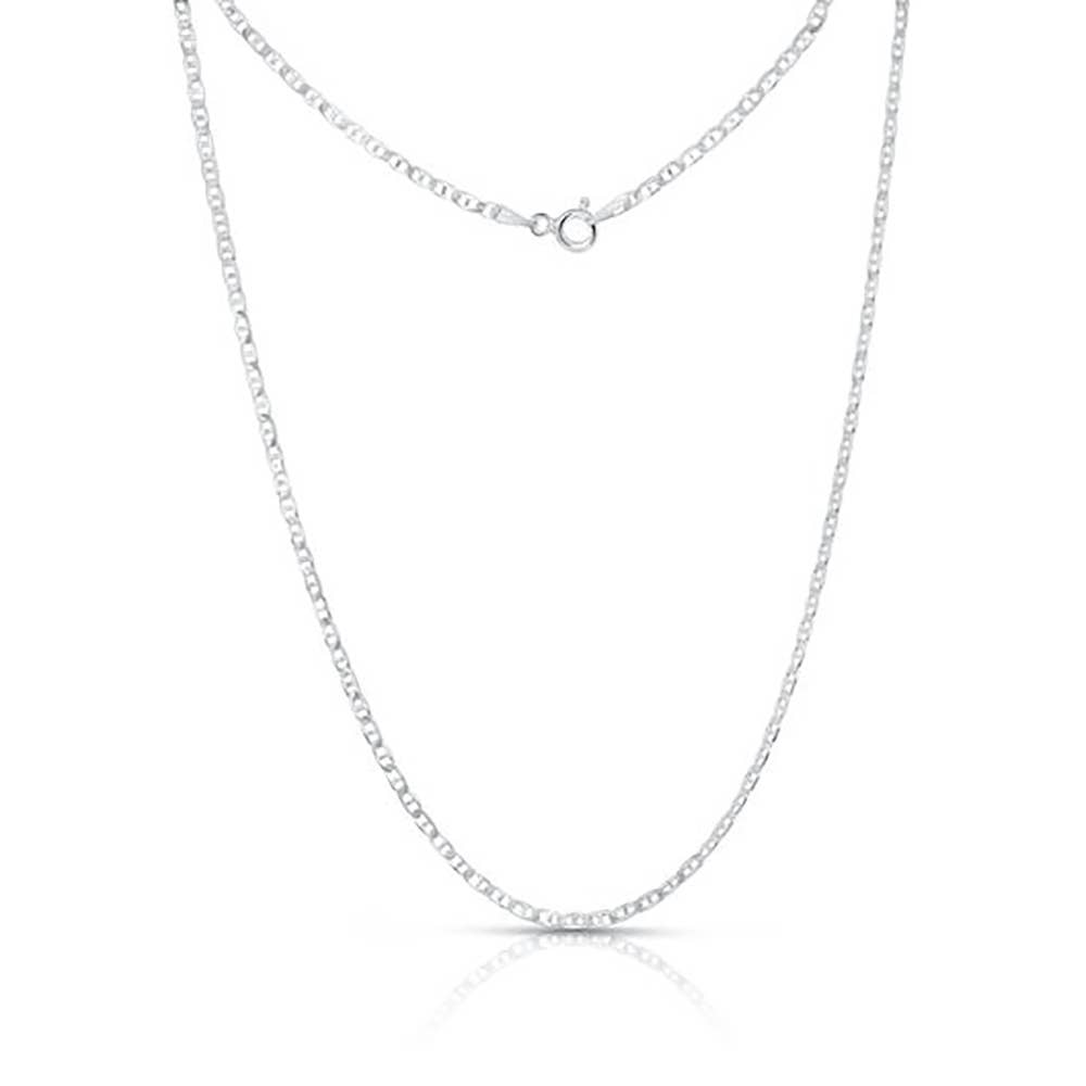 Sterling Silver 1.3MM Unisex Marina Link Chain Necklace: 22