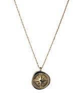 14Kgp and Steel Compass Necklace